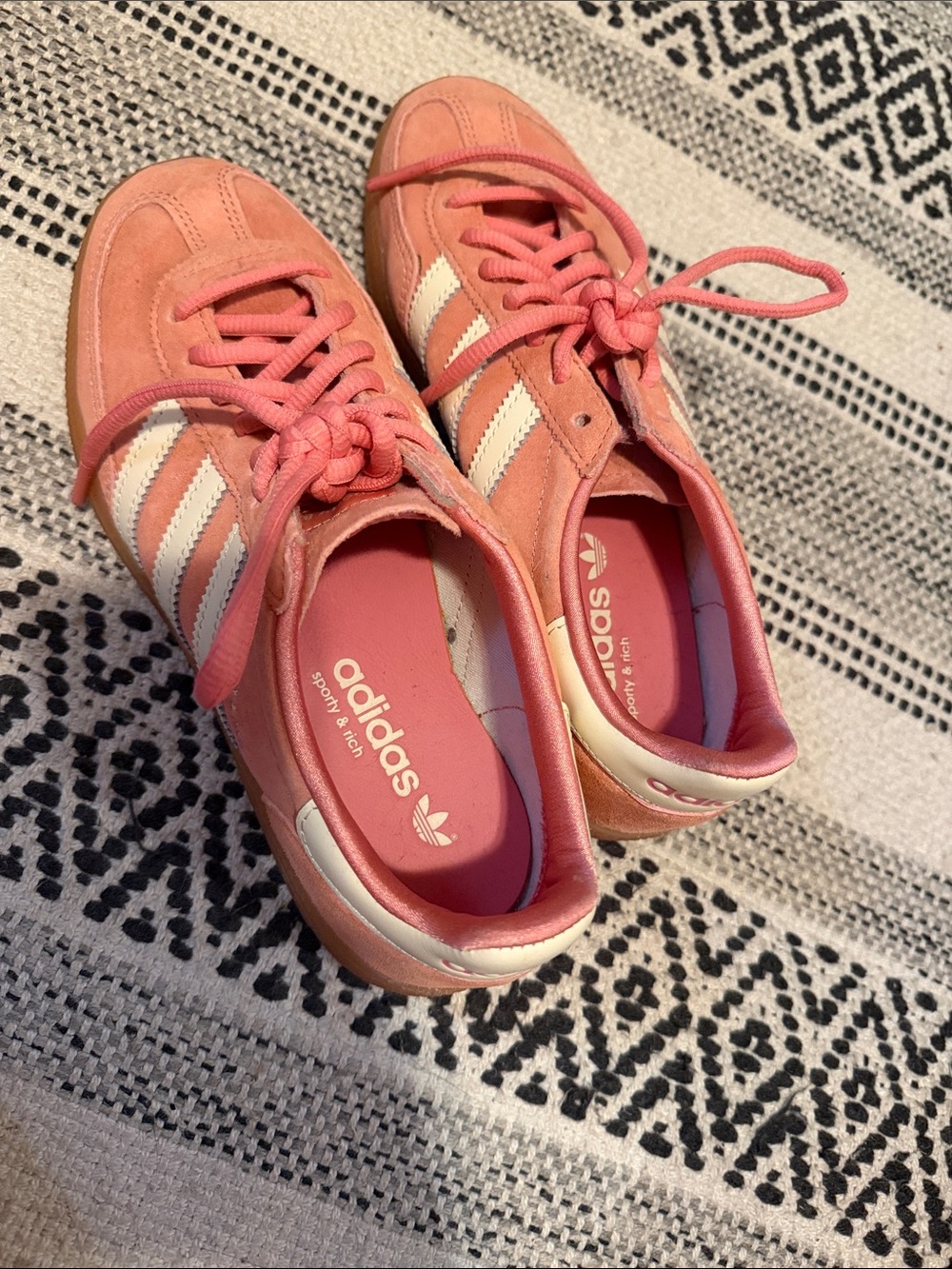 adidas Pink Suede Sneakers with Cream Stripes - Picture 4 of 7